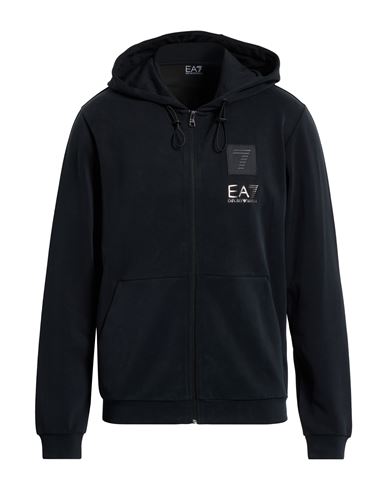 Ea7 Man Sweatshirt Black Size Xxl Modal, Polyester, Elastane In Black