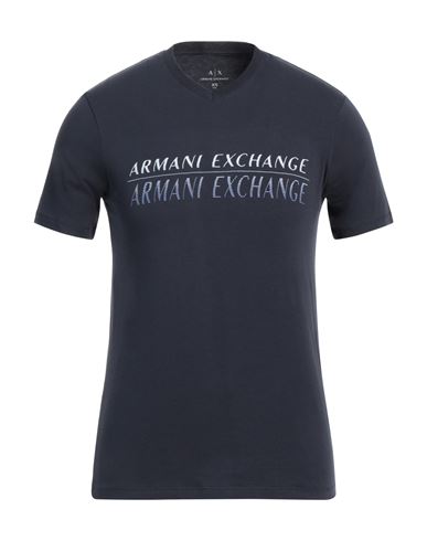 Armani Exchange Man T-shirt Navy Size Xs Cotton, Elastane In Navy