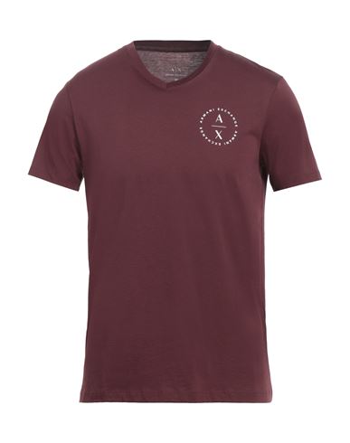 Armani Exchange Man T-shirt Burgundy Size L Pima Cotton In Red