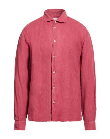 Mastricamiciai Man Shirt Brick Size 17 Linen In Red