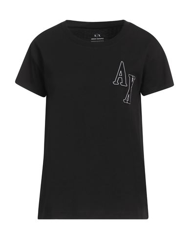 Armani Exchange Woman T-shirt Black Size M Cotton In Black