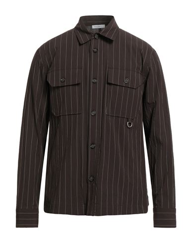 Paolo Pecora Man Shirt Dark Brown Size M Cotton, Elastane