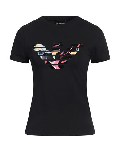 EMPORIO ARMANI EMPORIO ARMANI WOMAN T-SHIRT MIDNIGHT BLUE SIZE S COTTON, ELASTANE 