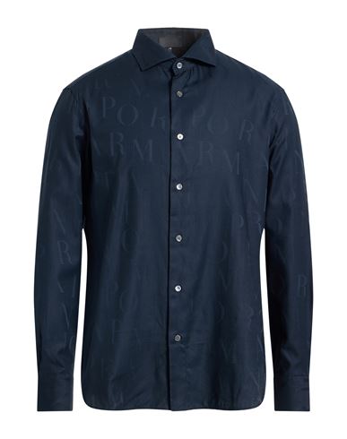 Emporio Armani Man Shirt Midnight Blue Size L Cotton In Blue