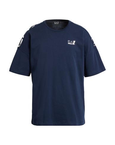 Ea7 Man T-shirt Midnight Blue Size Xxl Cotton In Blue