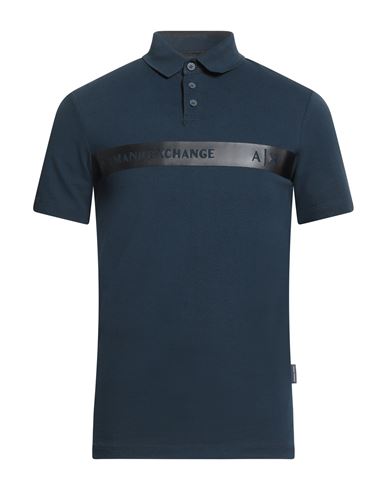 Armani Exchange Man Polo Shirt Navy Size Xs Cotton In Blue