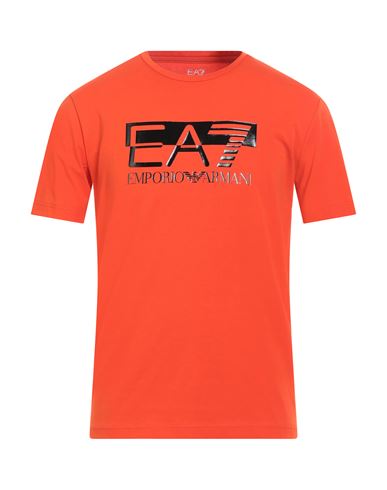 Ea7 Man T-shirt Orange Size 3xl Cotton, Elastane In Orange