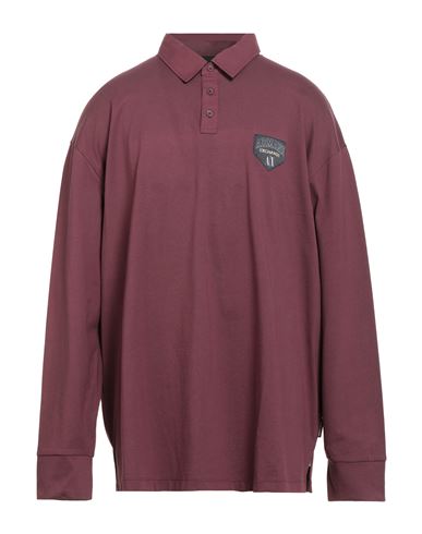 Armani Exchange Man Polo Shirt Burgundy Size L Cotton In Red