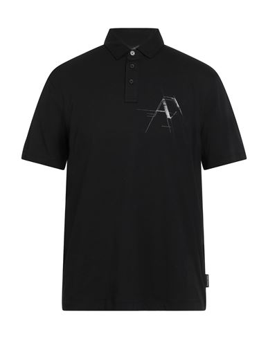 Armani Exchange Man Polo Shirt Black Size L Cotton In Black