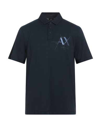 Armani Exchange Man Polo Shirt Midnight Blue Size S Cotton In Blue
