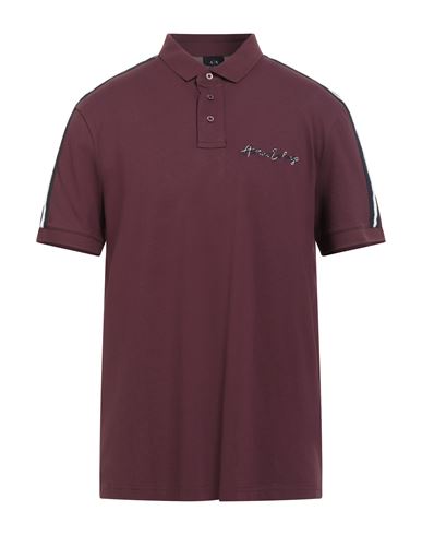 Armani Exchange Man Polo Shirt Burgundy Size L Cotton, Elastane In Red