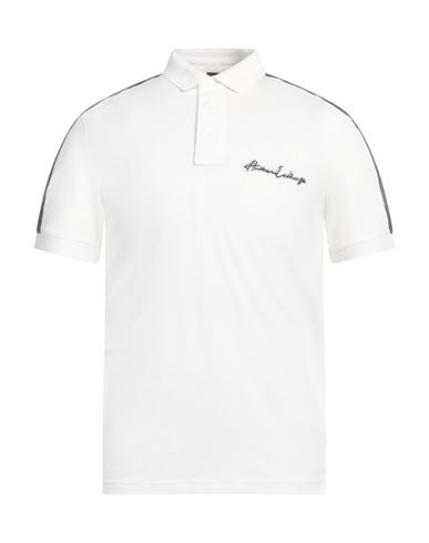 Armani Exchange Man Polo Shirt White Size S Cotton, Elastane In White