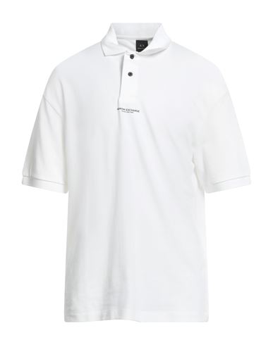 Armani Exchange Man Polo Shirt White Size L Cotton In White
