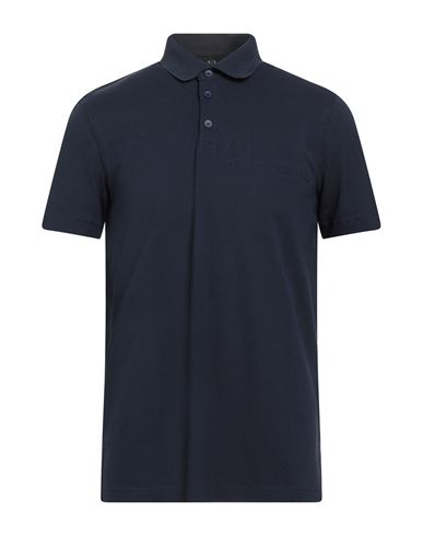 Armani Exchange Man Polo Shirt Midnight Blue Size L Cotton In Blue