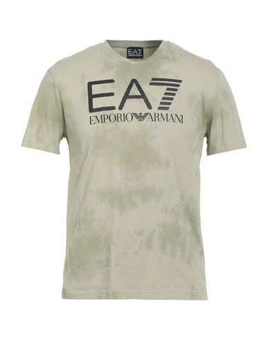 Ea7 Man T-shirt Sage Green Size Xxl Cotton In Green
