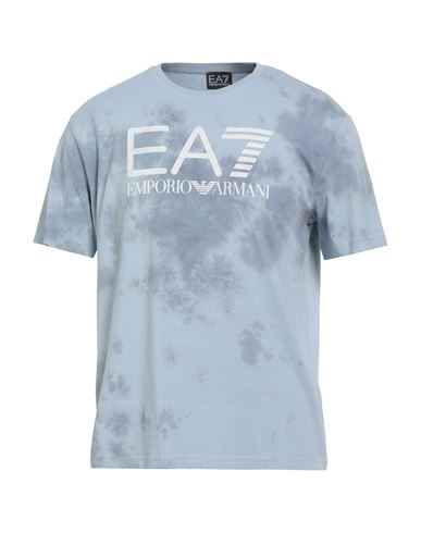 Ea7 Man T-shirt Light Blue Size Xxl Cotton In Blue