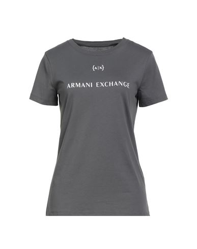 Armani Exchange Woman T-shirt Grey Size L Cotton In Gray