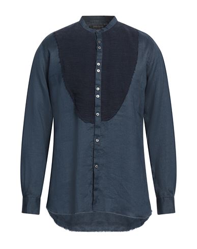 MESSAGERIE MESSAGERIE PATRIZIO PISCAGLIA MAN SHIRT MIDNIGHT BLUE SIZE 17 LINEN 