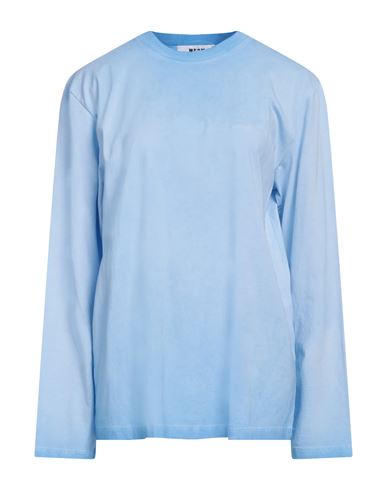Msgm Woman T-shirt Sky Blue Size M Cotton In Blue