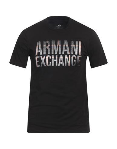 Armani Exchange Man T-shirt Black Size S Cotton, Elastane In Black