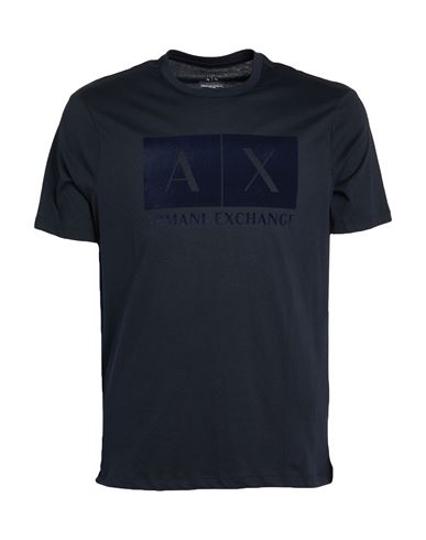 Armani Exchange Man T-shirt Midnight Blue Size L Cotton In Blue
