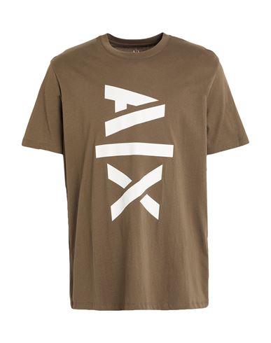 Armani Exchange Man T-shirt Khaki Size M Cotton In Brown