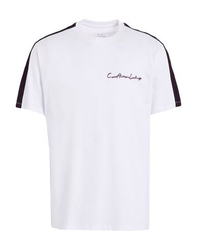 Armani Exchange Man T-shirt White Size L Cotton In Black