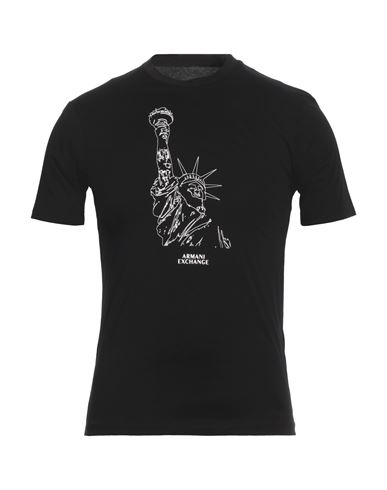 Armani Exchange Man T-shirt Black Size S Cotton In Black