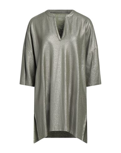 Majestic Filatures Woman T-shirt Military Green Size 1 Viscose, Linen, Elastane In Green