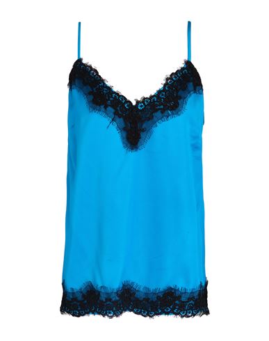 LIU •JO LIU •JO WOMAN TOP AZURE SIZE 6 VISCOSE, POLYAMIDE, POLYESTER, COTTON 