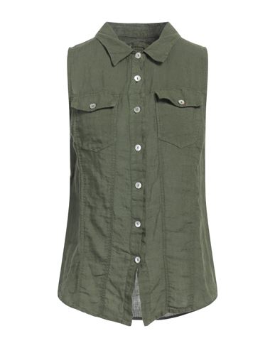 120% LINO 120% LINO WOMAN SHIRT MILITARY GREEN SIZE 10 LINEN 
