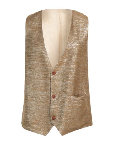 ALYSI ALYSI WOMAN TAILORED VEST SAND SIZE 4 LINEN, VISCOSE, ACETATE, POLYAMIDE, POLYESTER 