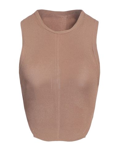 PHILOSOPHY DI LORENZO SERAFINI PHILOSOPHY DI LORENZO SERAFINI WOMAN TOP CAMEL SIZE 6 VISCOSE, POLYAMIDE 