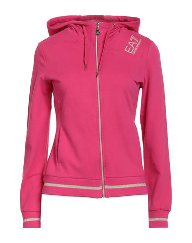 Ea7 Woman Sweatshirt Fuchsia Size Xl Cotton, Elastane, Polyester, Metallic Fiber In Pink