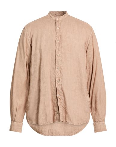 Aspesi Man Shirt Light Brown Size 16 Linen In Brown