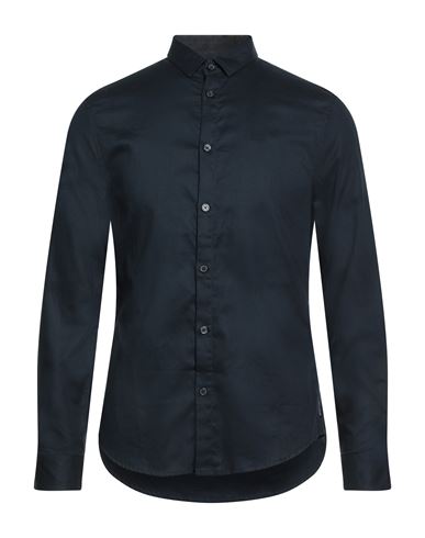 Armani Exchange Man Shirt Navy Size L Cotton In Blue