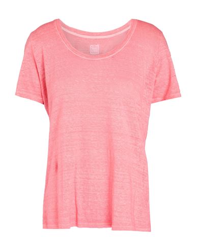 Shop 120% Lino Woman T-shirt Coral Size Xl Linen In Red