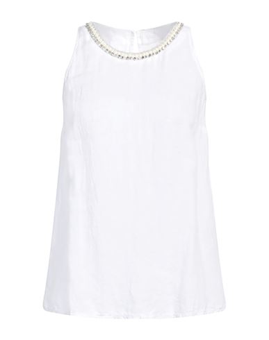 120% LINO 120% LINO WOMAN TOP WHITE SIZE 12 LINEN 