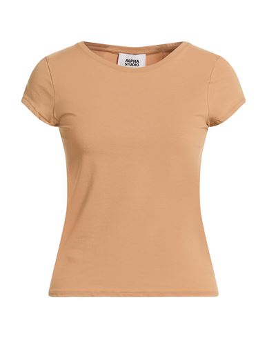 Alpha Studio Woman T-shirt Camel Size 10 Cotton, Elastane In Orange