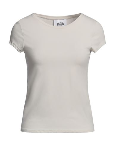 Alpha Studio Woman T-shirt Light Grey Size 10 Cotton, Elastane