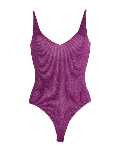 Liu •jo Woman Bodysuit Mauve Size L Viscose, Polyamide, Polyester In Purple