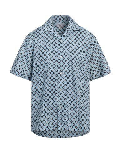 Shop Dunhill Man Shirt Sky Blue Size Xxl Cotton, Mulberry Silk