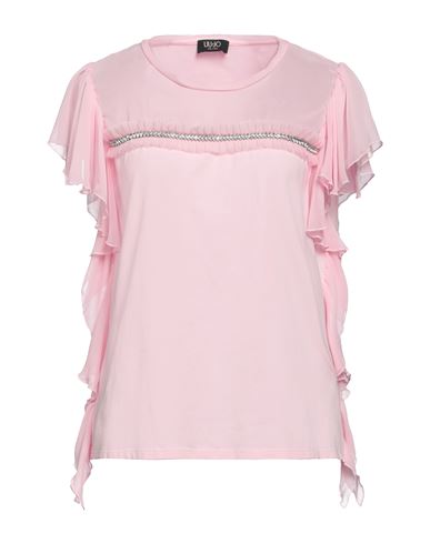 Liu •jo Woman T-shirt Pink Size 6 Cotton, Elastane, Polyester In Pink