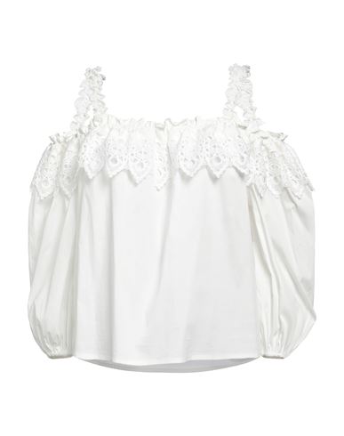 Liu •jo Woman Top White Size 8 Cotton, Polyamide, Elastane, Polyester In White