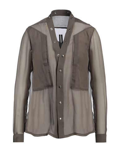 Rick Owens Man Shirt Taupe Size 38 Silk In Grey
