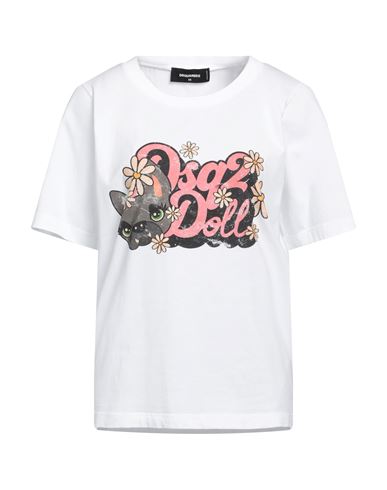 Dsquared2 Woman T-shirt White Size S Cotton, Elastane