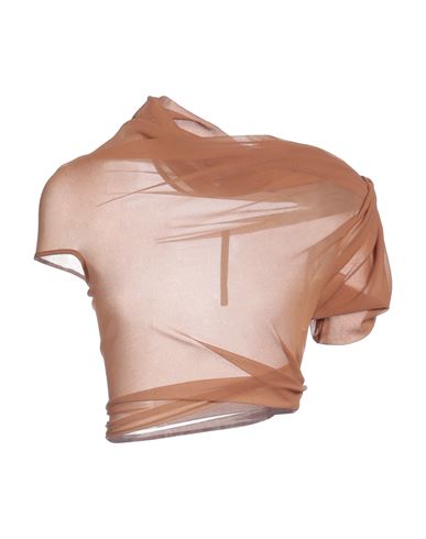 Rick Owens Woman Top Camel Size 6 Polyester In Beige