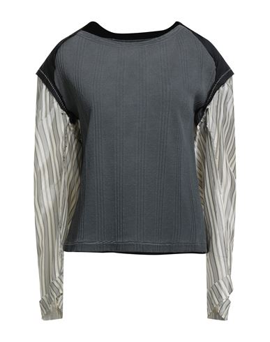 Maison Margiela Woman Top Grey Size L Cotton In Black