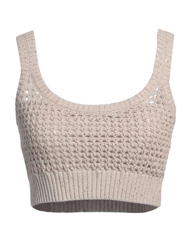 Brunello Cucinelli Woman Top Beige Size M Cotton, Polyester, Acetate, Silk In Beige