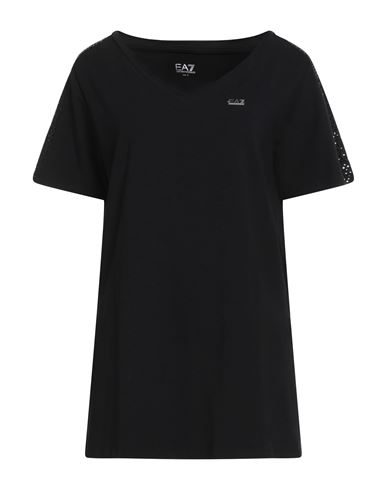 Ea7 Woman T-shirt Black Size Xs Cotton, Modal, Elastane In Black